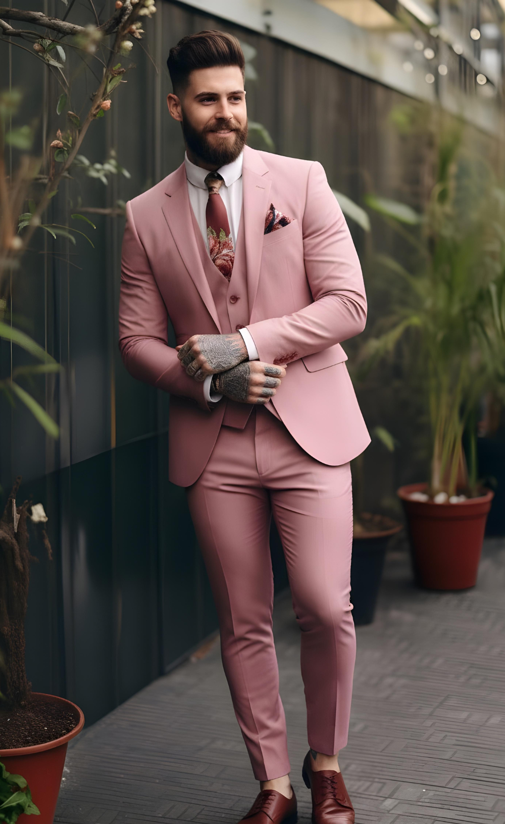 DUSTY ROSE SUIT 3-PIECE SUIT