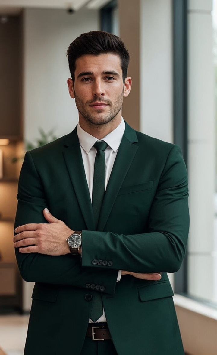 DARK GREEN 2 PIECE SLIM FIT SUIT