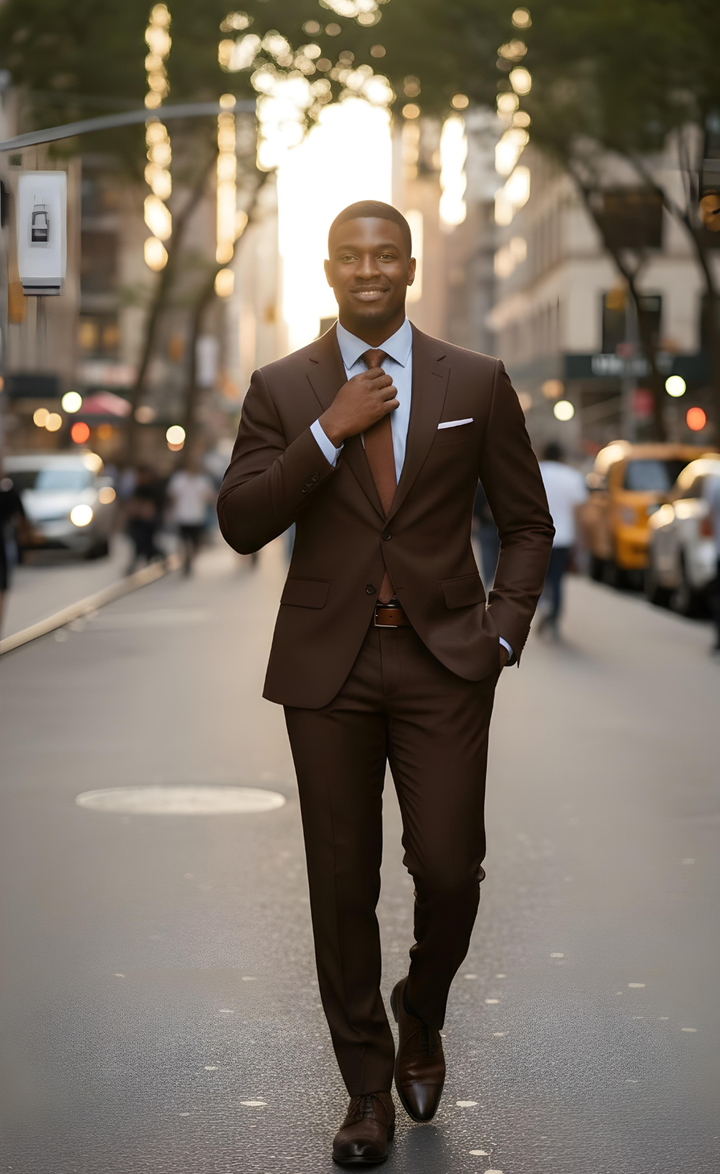 Elegant Chocolate Brown Two Piece Suit for Men