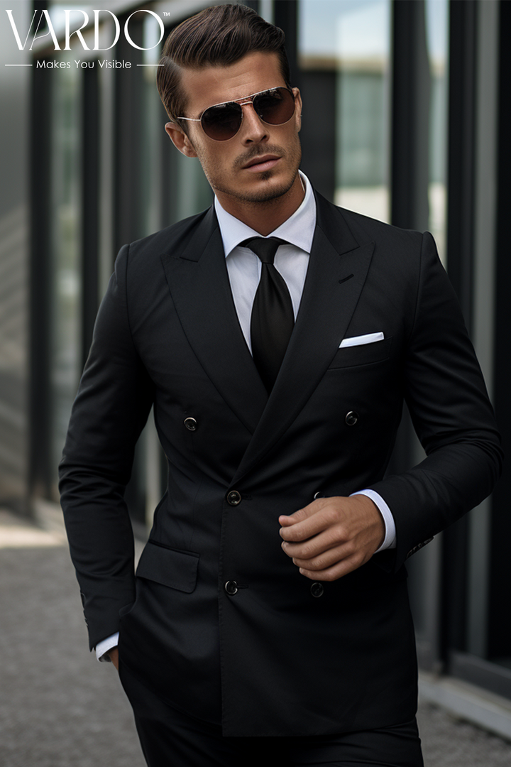 Classic Style: Men's Black Double Breasted Suit for a Timeless Statement