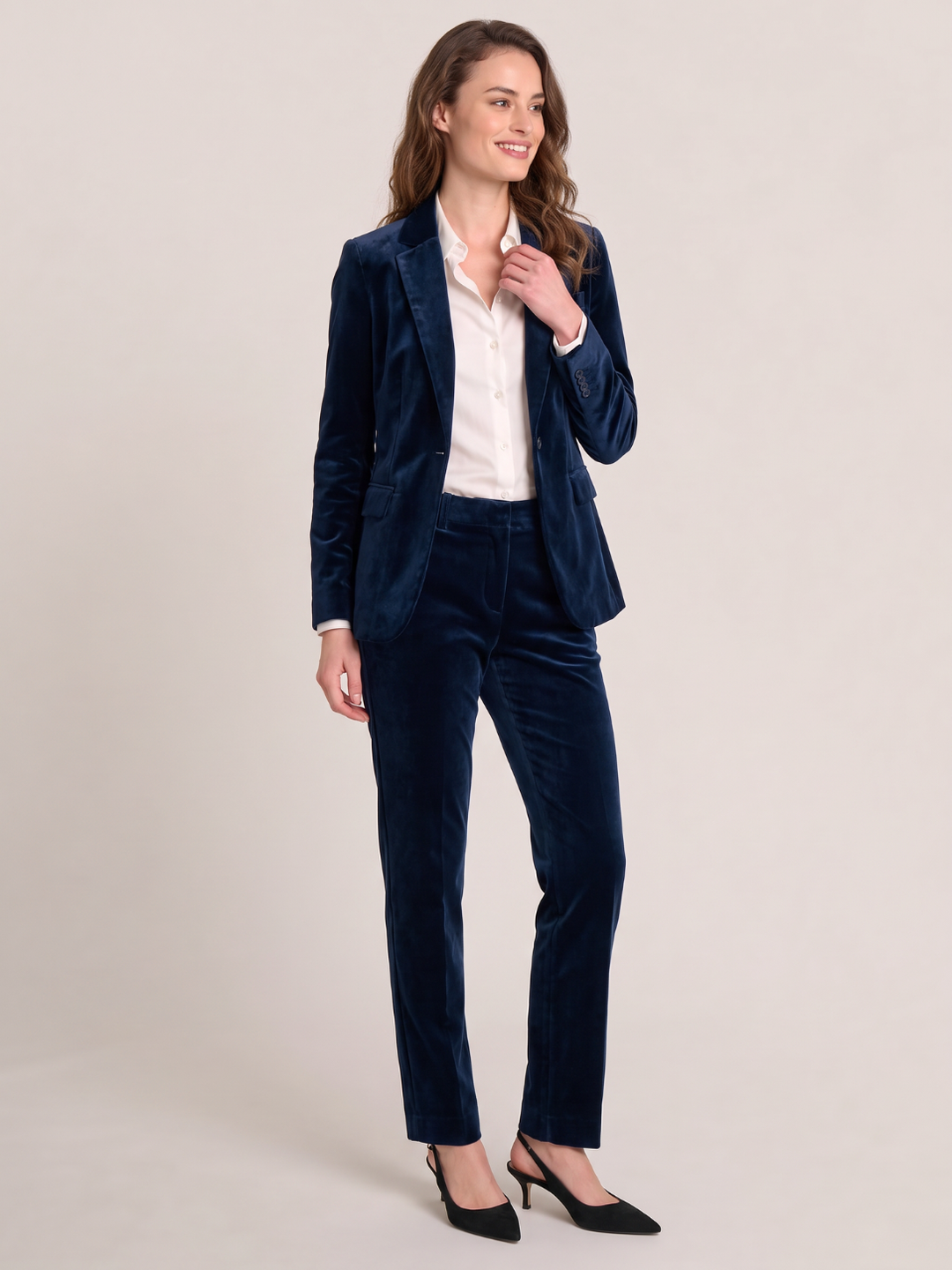 Midnight Navy Velvet Tailored Blazer