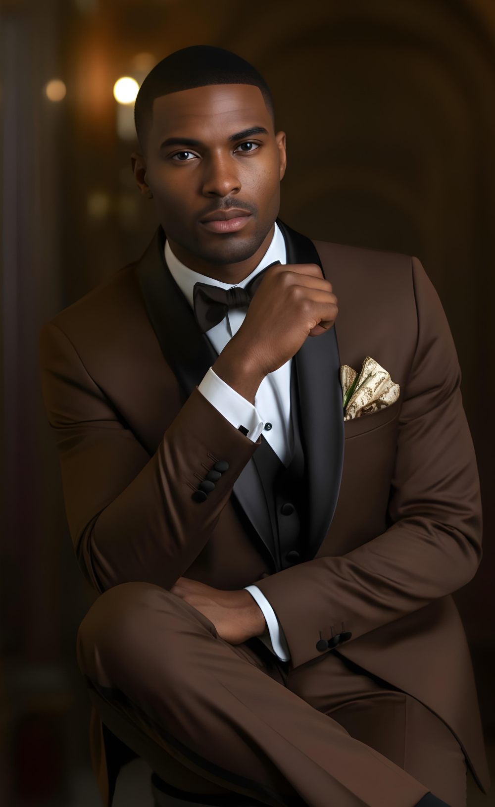 Chocolate Brown Tuxedo Suit for Men