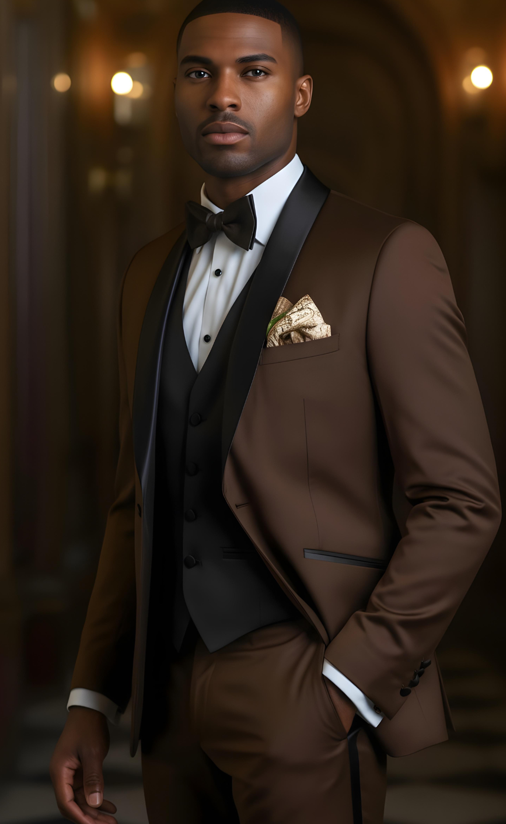 Chocolate Brown Tuxedo Suit for Men