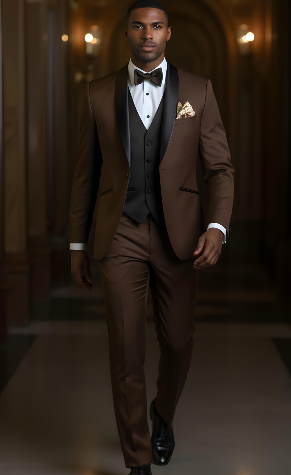 Chocolate Brown Tuxedo Suit for Men