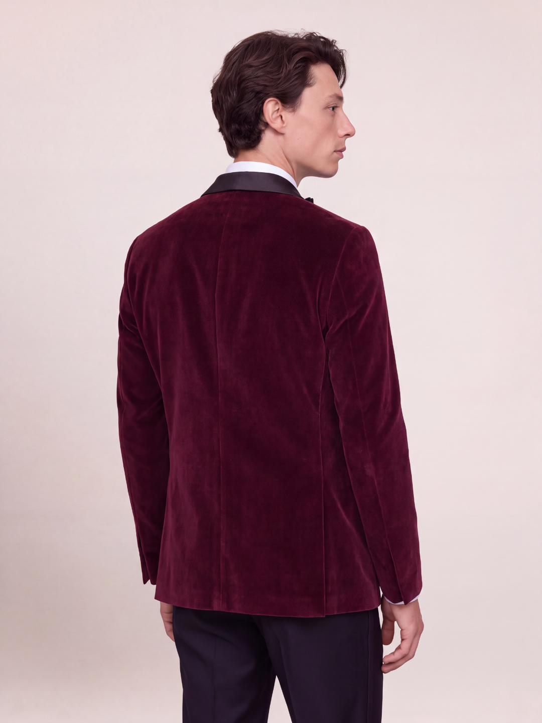 Burgundy Velvet Shawl Collar Holiday Dinner Jacket