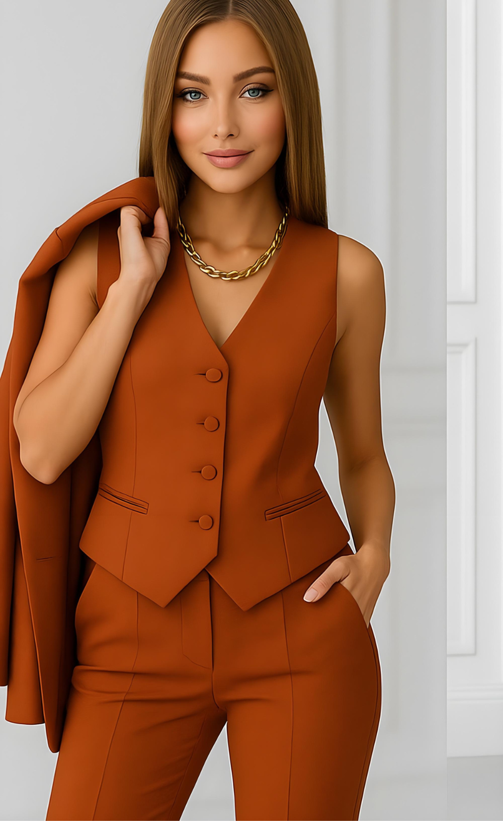 Burnt Orange Three-Piece Suit – Bold Color. Impeccable Craft