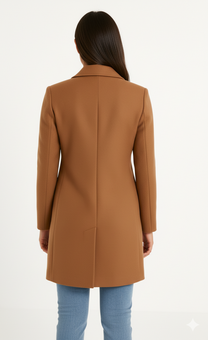 Camel Wool Trench Coat for Women with Tailored Fit