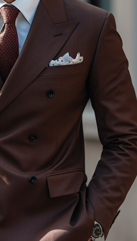 Elegant Chocolate Brown Double Breasted Suit for Men