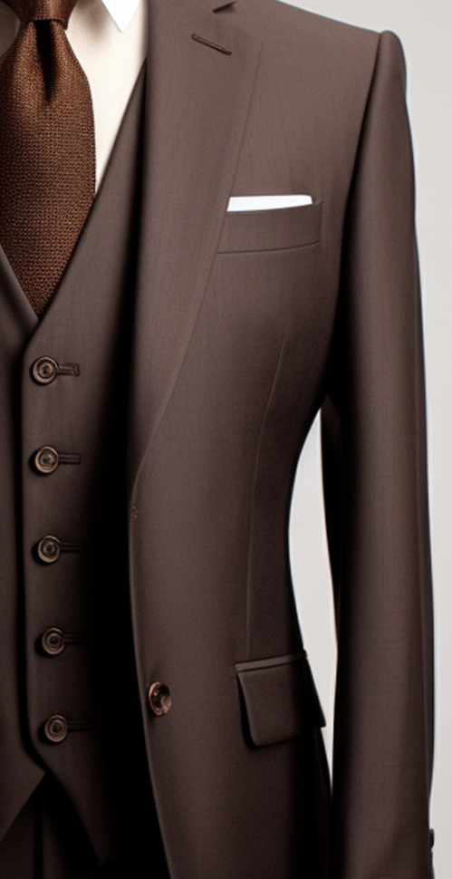 Sophisticated Formal Chocolate Brown Three Piece Suit for Men