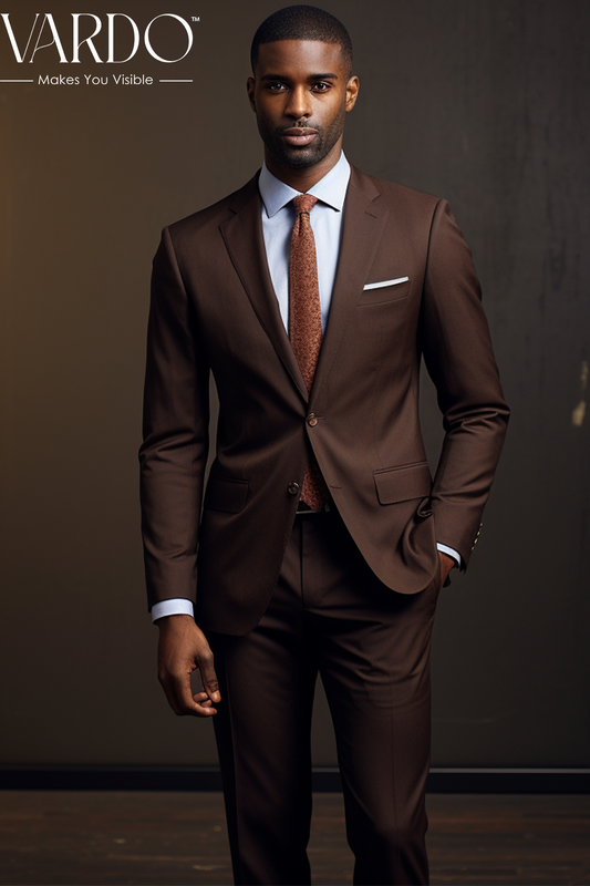 Elegant Chocolate Brown Two Piece Suit for Men