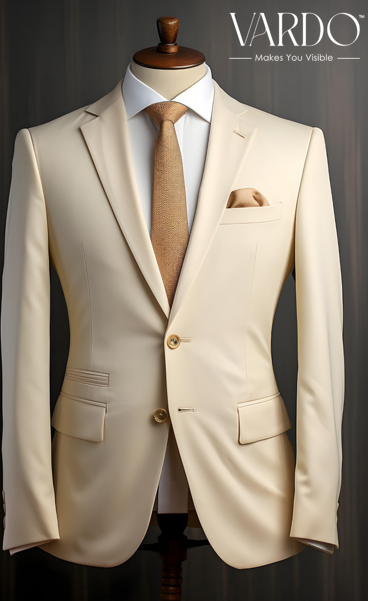 Classic Cream Two Piece Suit for Men