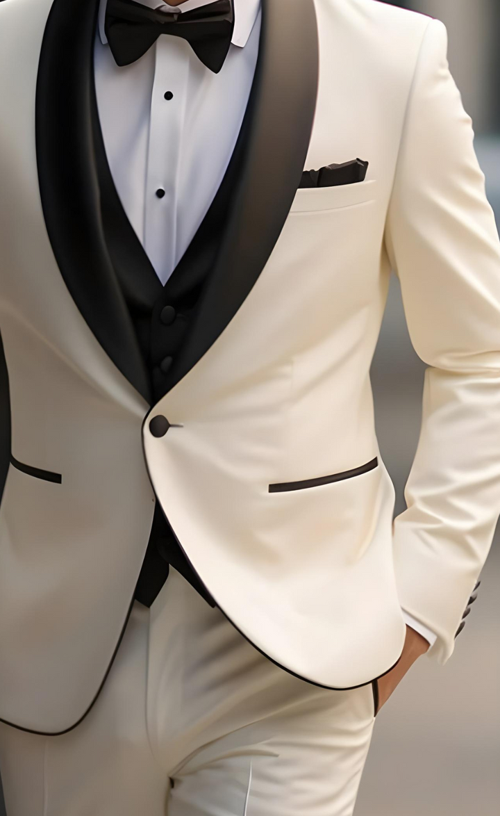Classic Ivory Tuxedo Suit for Men - Timeless Elegance-Tailored Suit - The Rising Sun store, Vardo