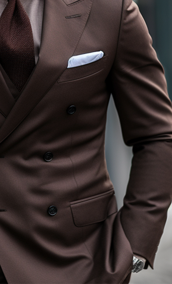 Coffee Brown Two Piece Double Breasted Suit for Men