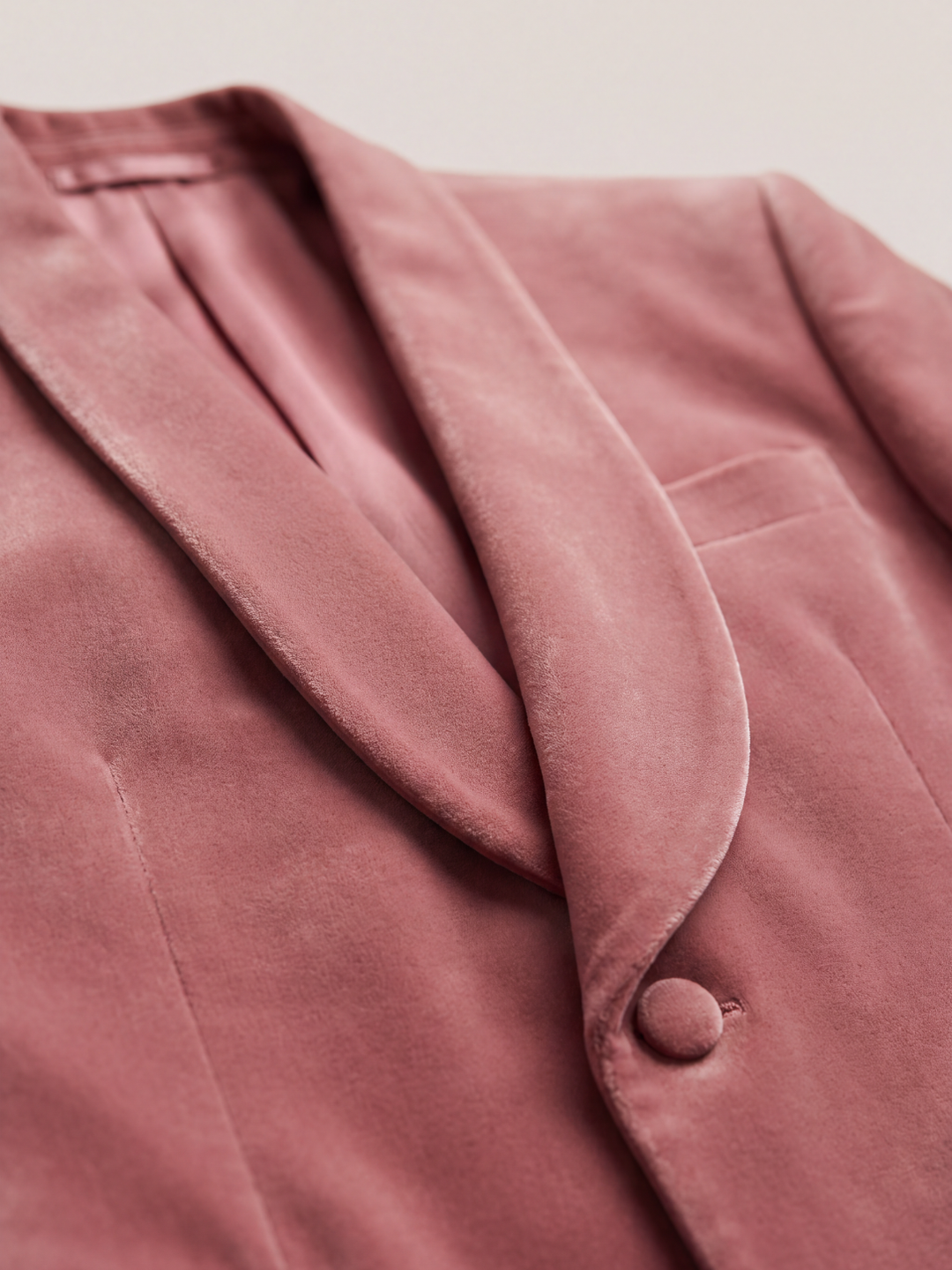 Dusty Rose Pink Velvet Shawl Collar Dinner Jacket