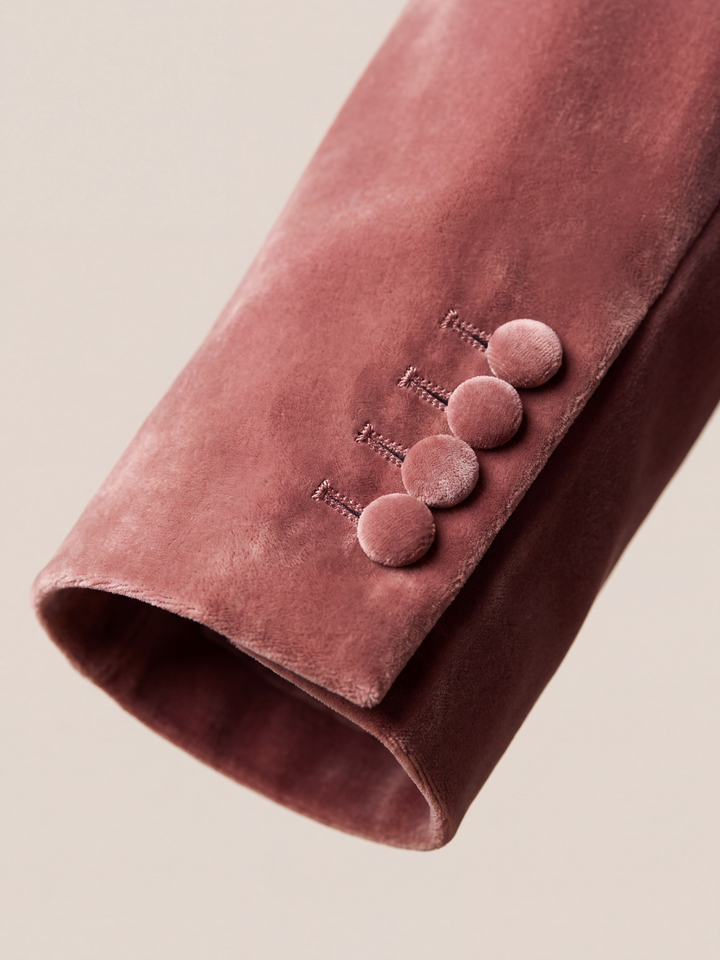 Dusty Rose Pink Velvet Shawl Collar Dinner Jacket