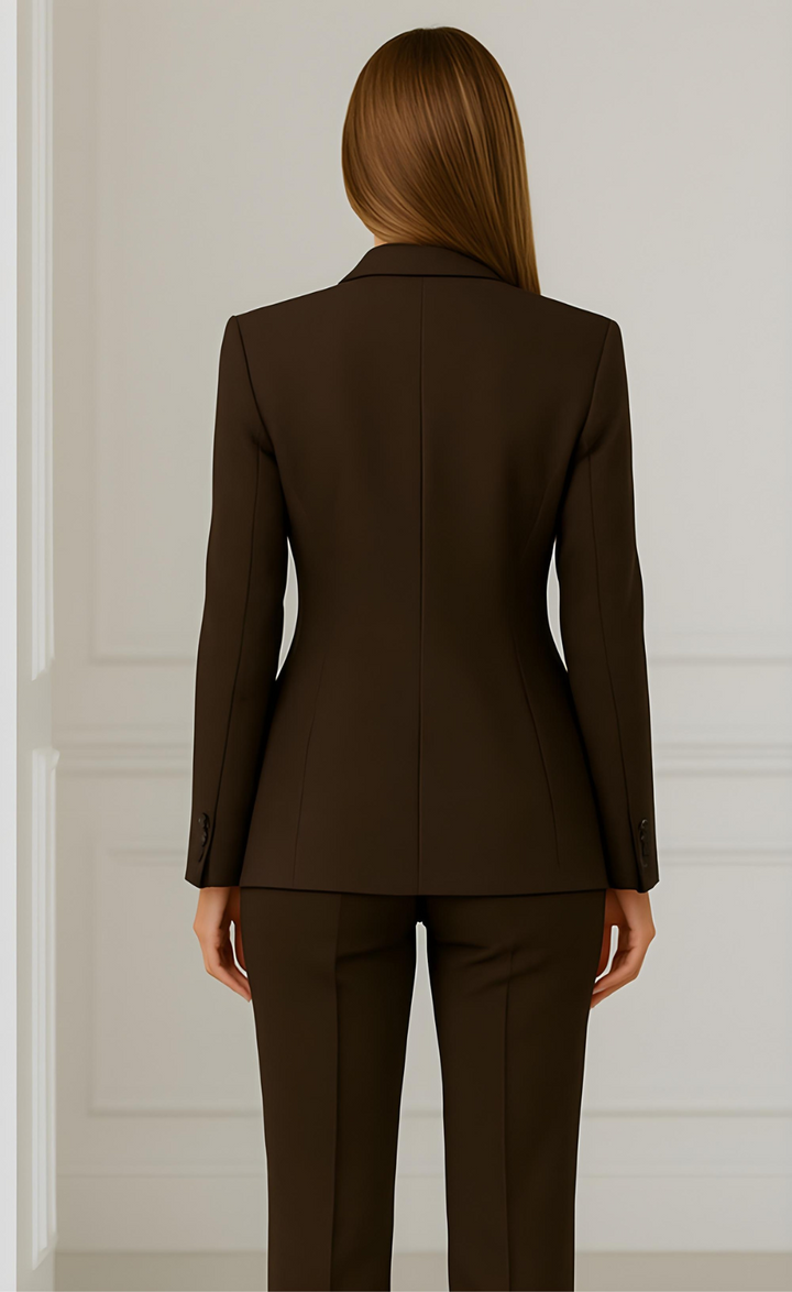Dark Brown Three-Piece Suit – Earthy Sophistication. Strong Silhouette.