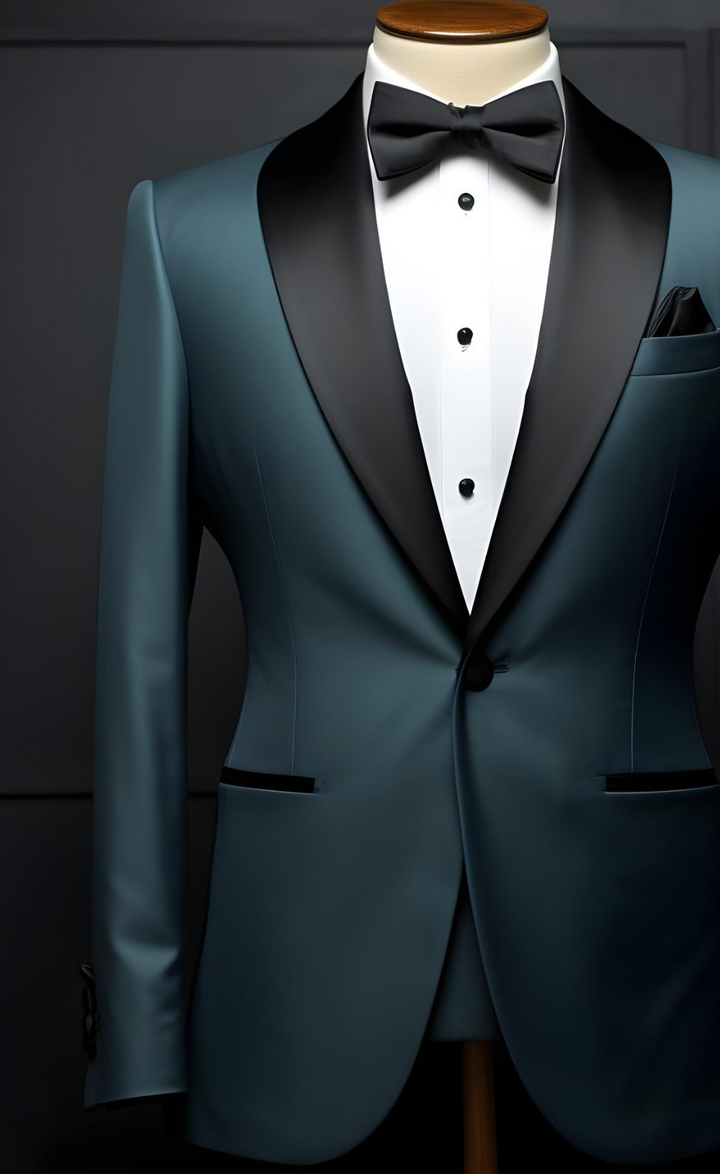Distinguished Peacock Blue Tuxedo Wedding Suit for Men - Timeless Elegance