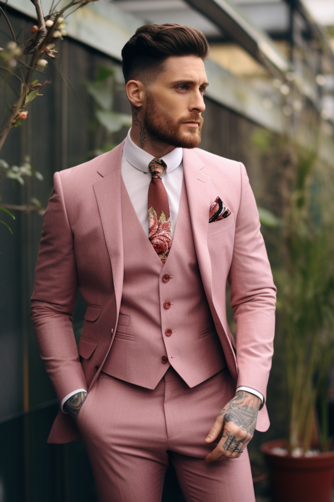 DUSTY ROSE SUIT 3 PIECE SUIT VARDO