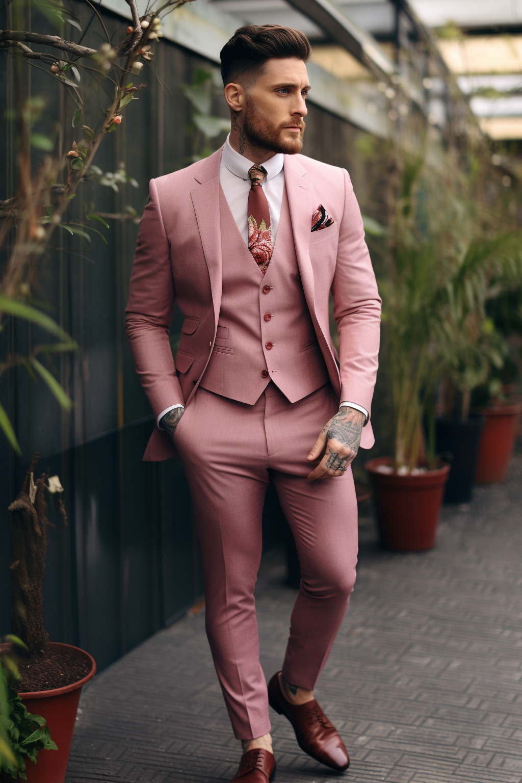 DUSTY ROSE SUIT 3-PIECE SUIT