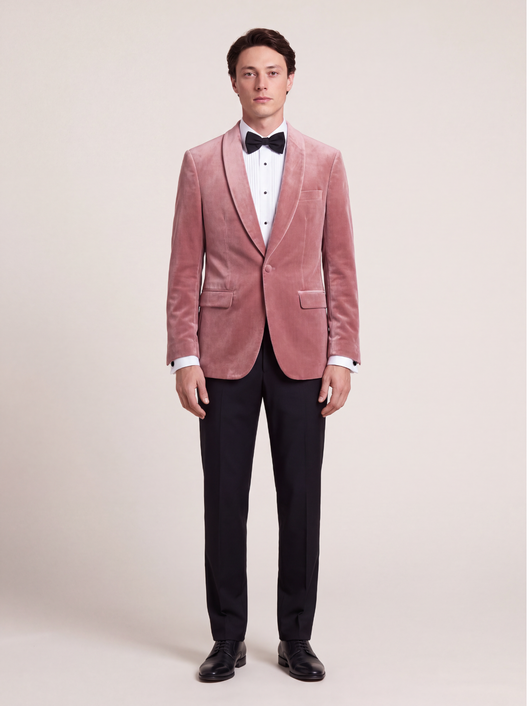 Dusty Rose Pink Velvet Shawl Collar Dinner Jacket