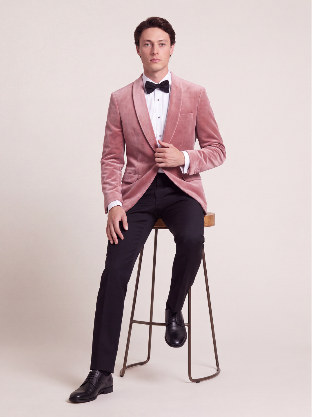 Dusty Rose Pink Velvet Shawl Collar Dinner Jacket