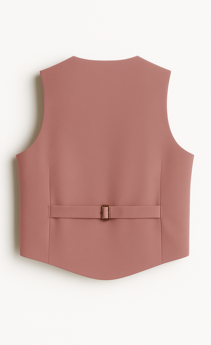 Dusty Rose Vest for Men – Fully Lined 5-Button Pastel Waistcoat