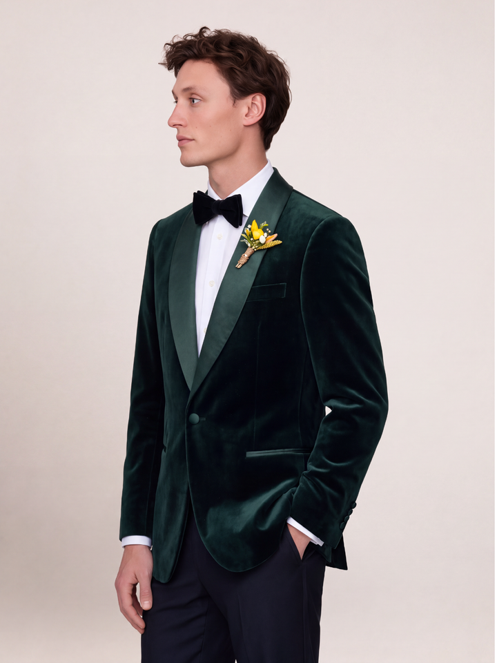 Emerald Green Velvet Holiday Dinner Jacket