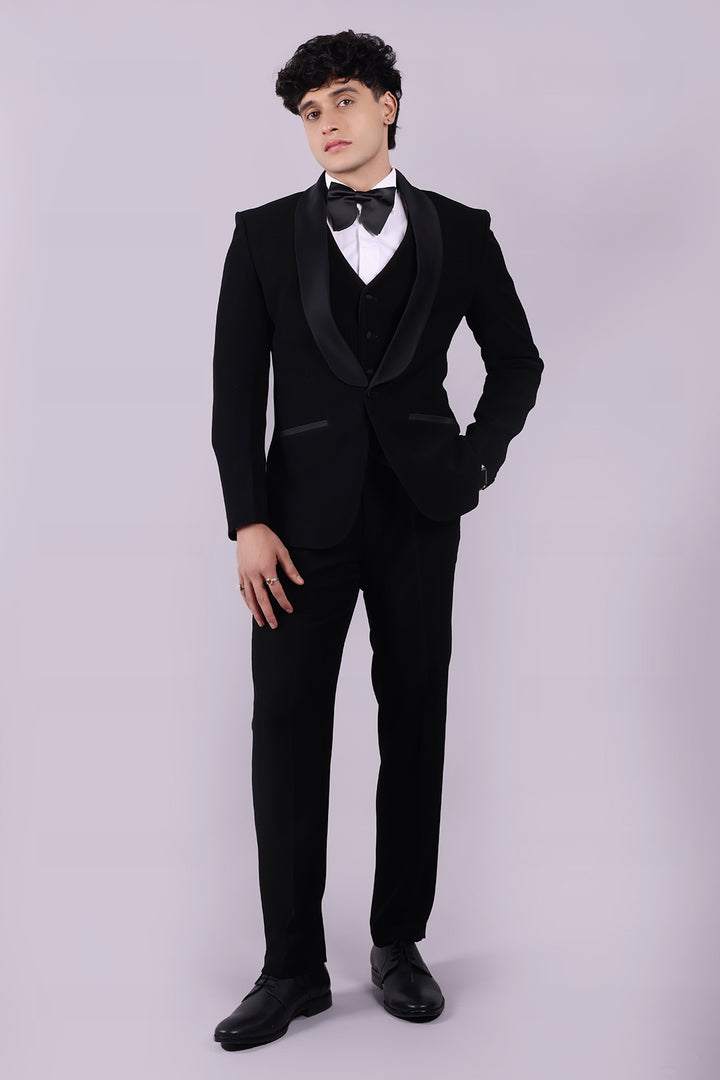 (Copy) Men's Classic Black Shawl Lapel 3-Piece Tuxedo - Sleek Wedding and Event Attire - Timeless Formal Suit