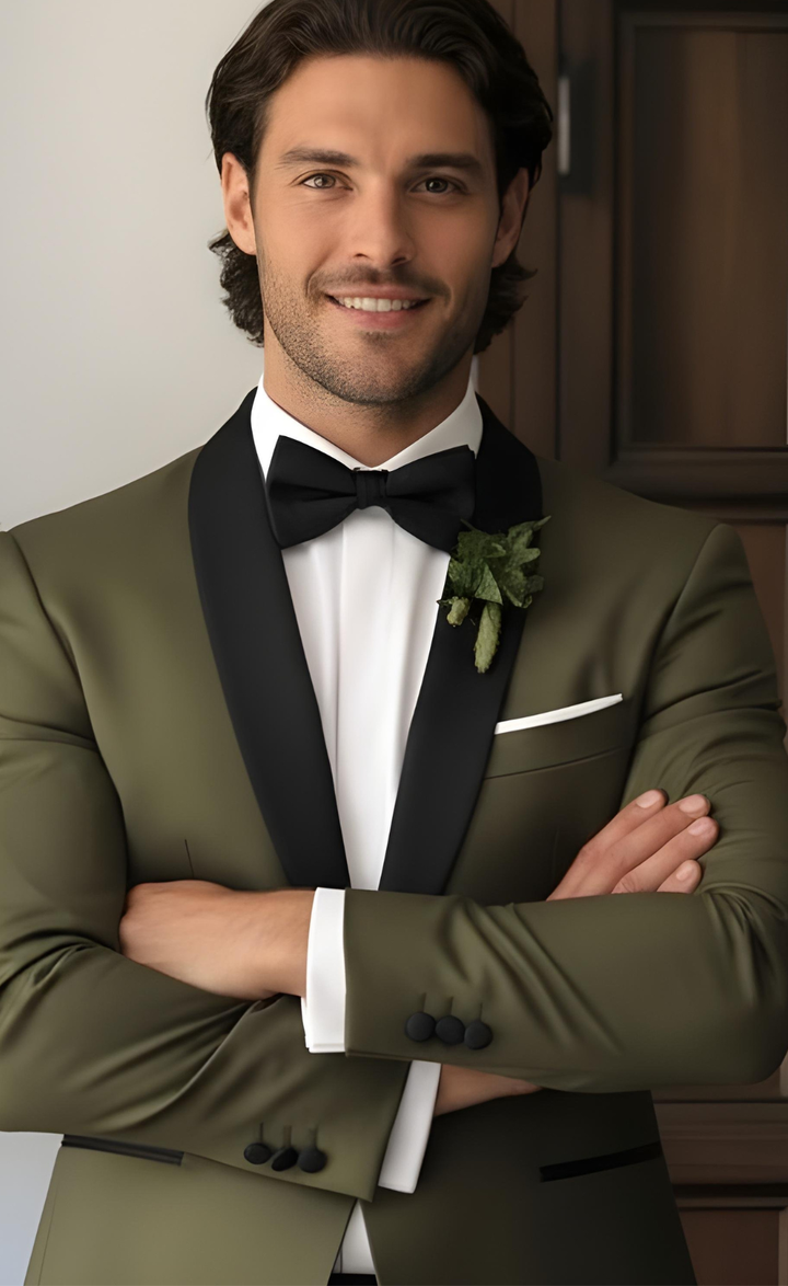 Khaki Green Tuxedo for Men - Stylish Classic Suit for Formal Events -Tailored Suit - The Rising Sun store, Vardo