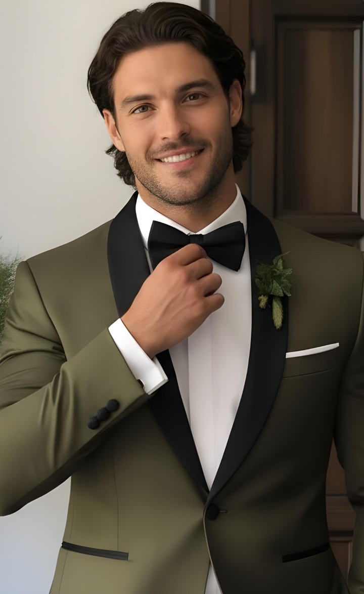 Khaki Green Tuxedo for Men - Stylish Classic Suit for Formal Events -Tailored Suit - The Rising Sun store, Vardo