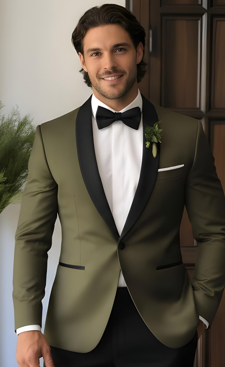 Khaki Green Tuxedo for Men - Stylish Classic Suit for Formal Events -Tailored Suit - The Rising Sun store, Vardo