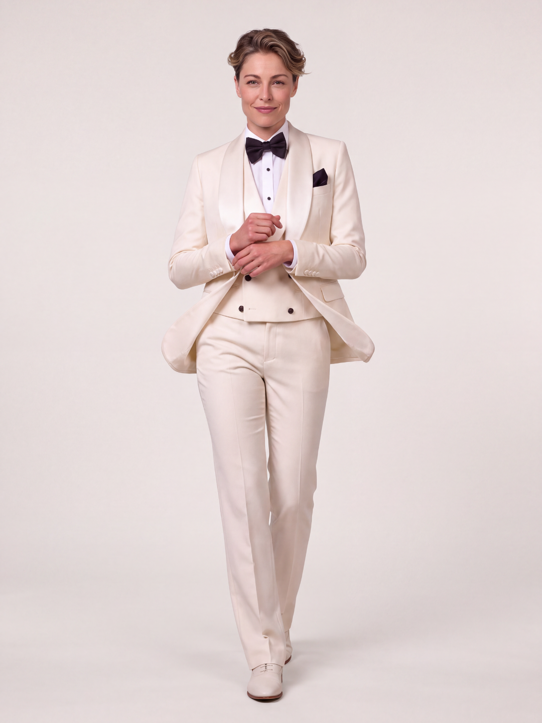 Ivory Luxe Tuxedo Three-Piece Suit