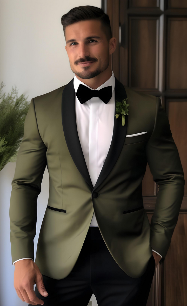 Khaki Green Tuxedo for Men - Stylish Classic Suit for Formal Events -Tailored Suit - The Rising Sun store, Vardo