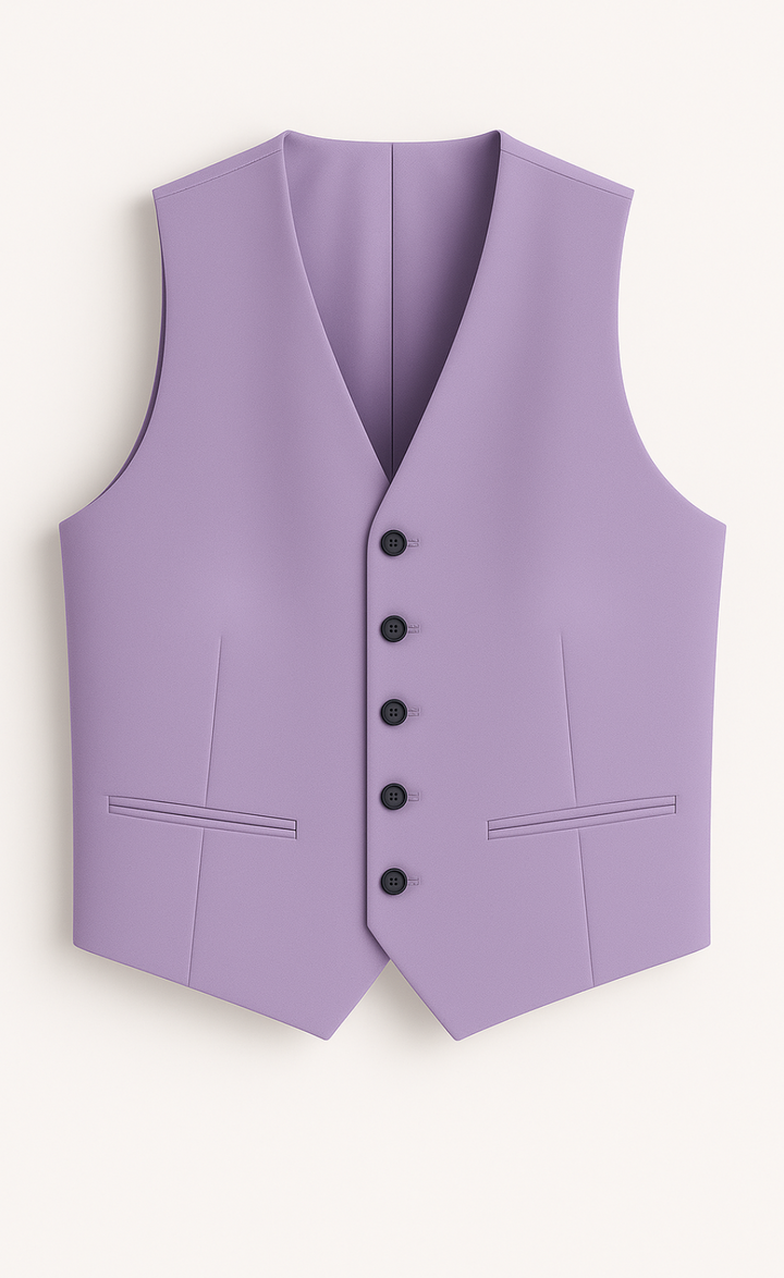 Lavender Vest for Men – Fully Lined 5-Button Pastel Waistcoat