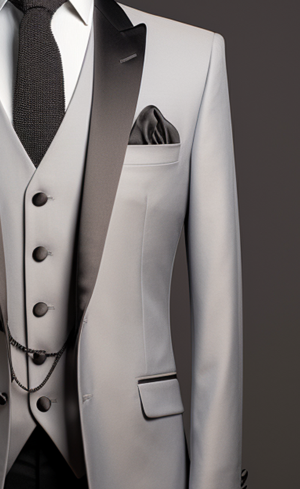 Premium Light Grey Three-Piece Suit for Men