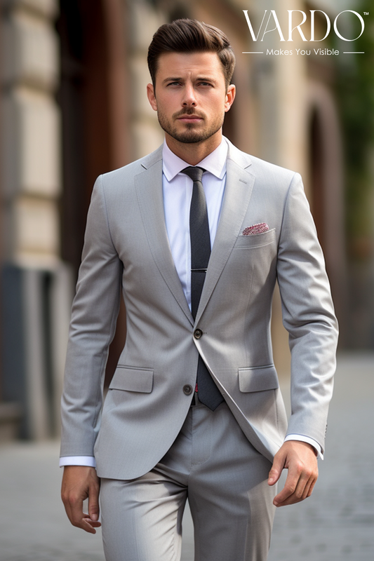 Classic Men's Light Grey Three Piece Suit