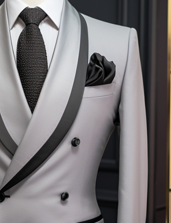 Light Grey Double Breasted Suit for Men