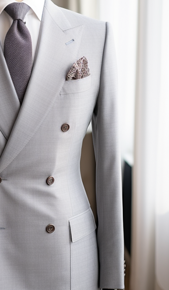 Stylish Men s Light Grey Double Breasted Suit VARDO