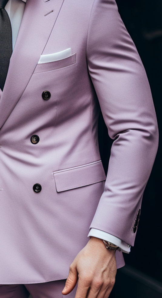 Elegant Light Purple Double Breasted Suit for Men