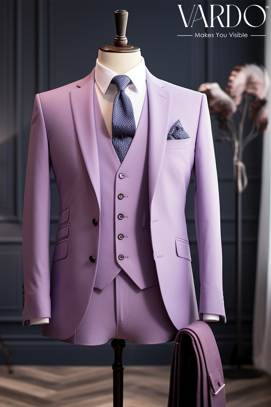 Premium Light Purple Three Piece Suit for Men
