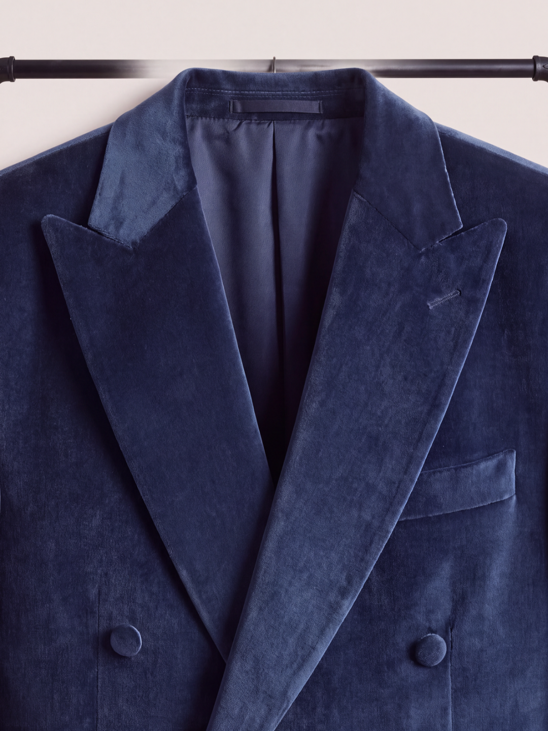 Midnight Blue Velvet Double-Breasted Tuxedo Jacket