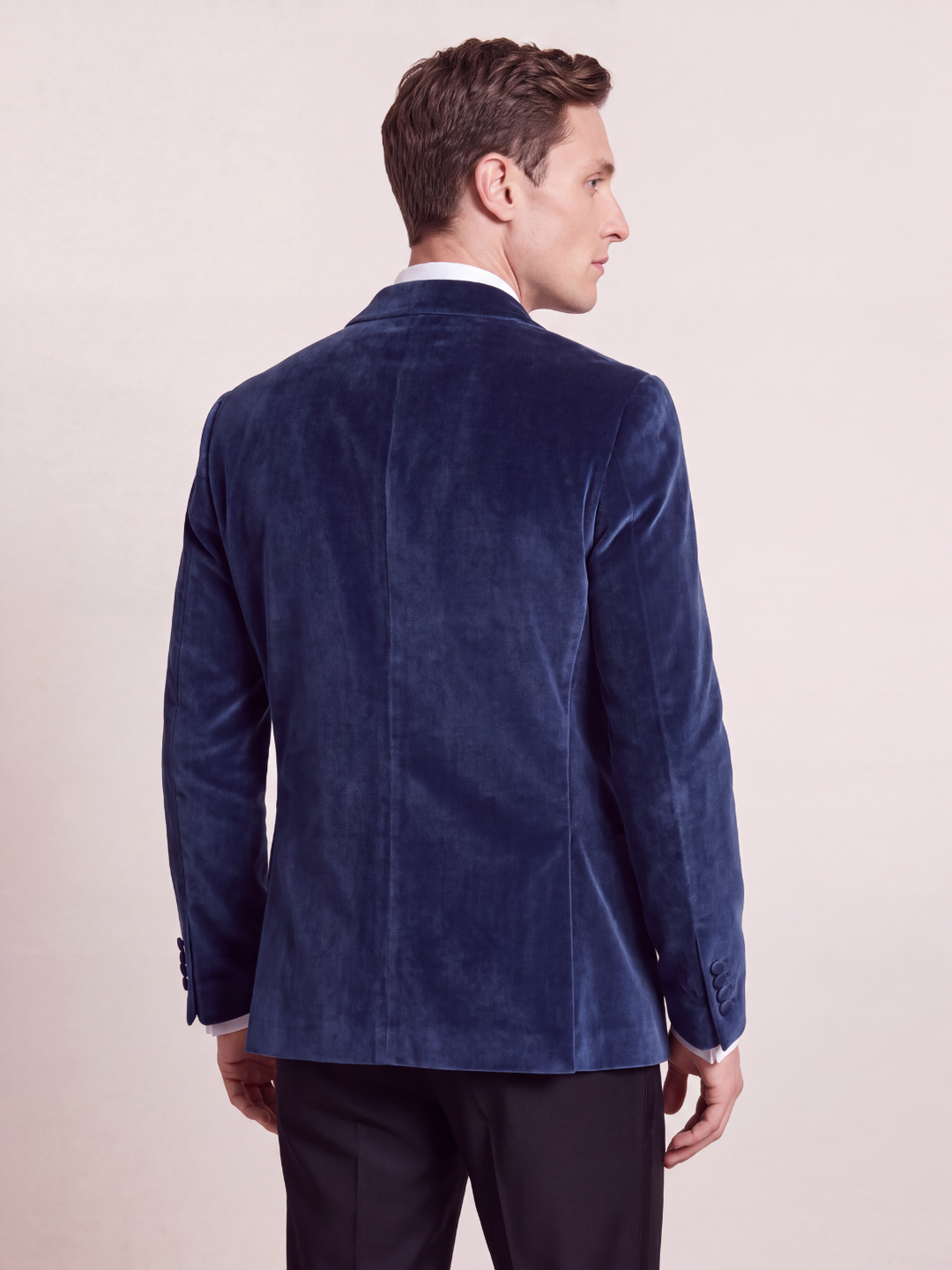 Midnight Blue Velvet Double-Breasted Tuxedo Jacket