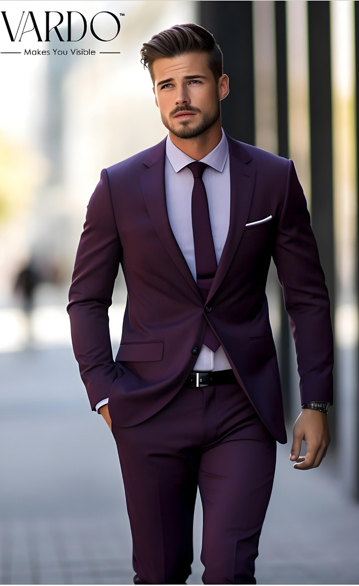 Premium Purple Two Piece Suit for Men – Elegant and Stylish Formal Attire- Tailored Suit-The Rising Sun store, Vardo