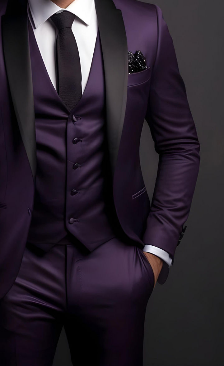 Regal Purple Tuxedo Suit for Men - Premium Quality, Elegant Design- Tailored Suit-The Rising Sun store, Vardo