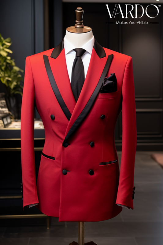 Classic Style Red Double Breasted Suit for Men