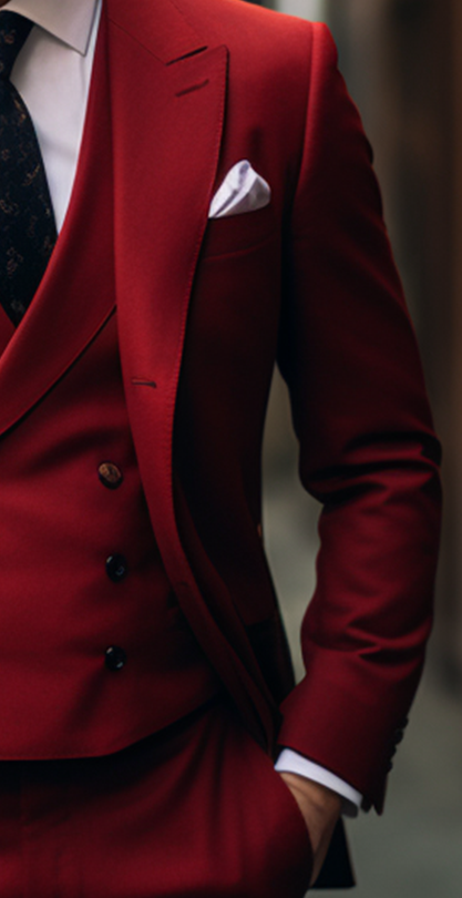 Premium Men's Red Three Piece Suit