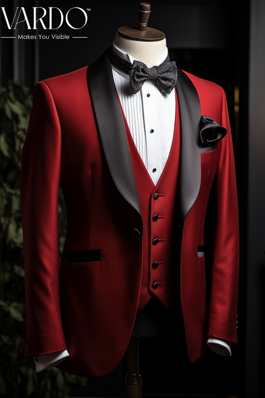Stylish Men's Red Tuxedo Suit