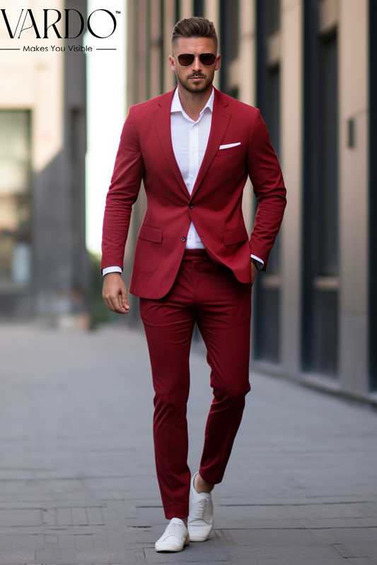Classic Red Two-Piece Suit for Men