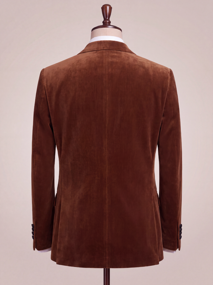Rich Brown Velvet Peak Collar Dinner Jacket