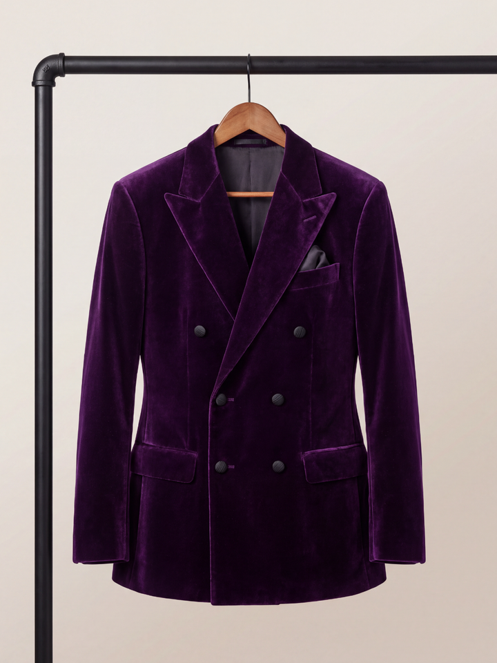 Royal Purple Velvet Double-Breasted Tuxedo